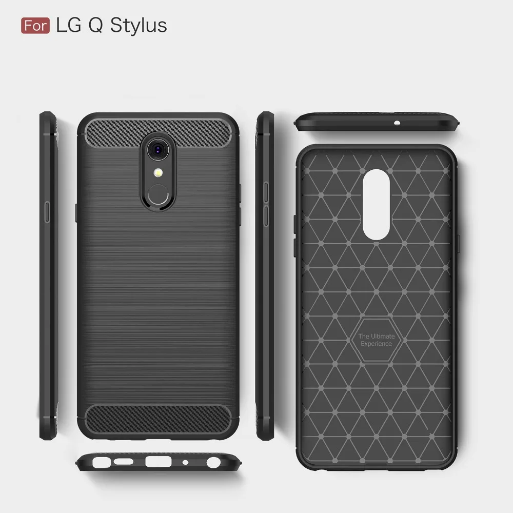 Матовый чехол для LG Stylo 4 Ударопрочный Мягкий из углеродного волокна и ТПУ Q Stylus