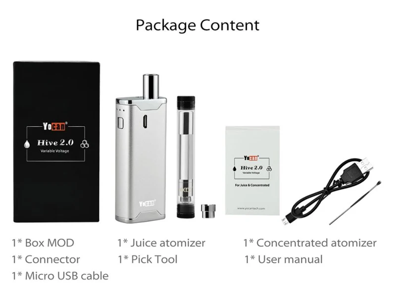 Yocan Hive 2 0 комплект в 1 сухой воск парогенератор CBD электронная сигарета с