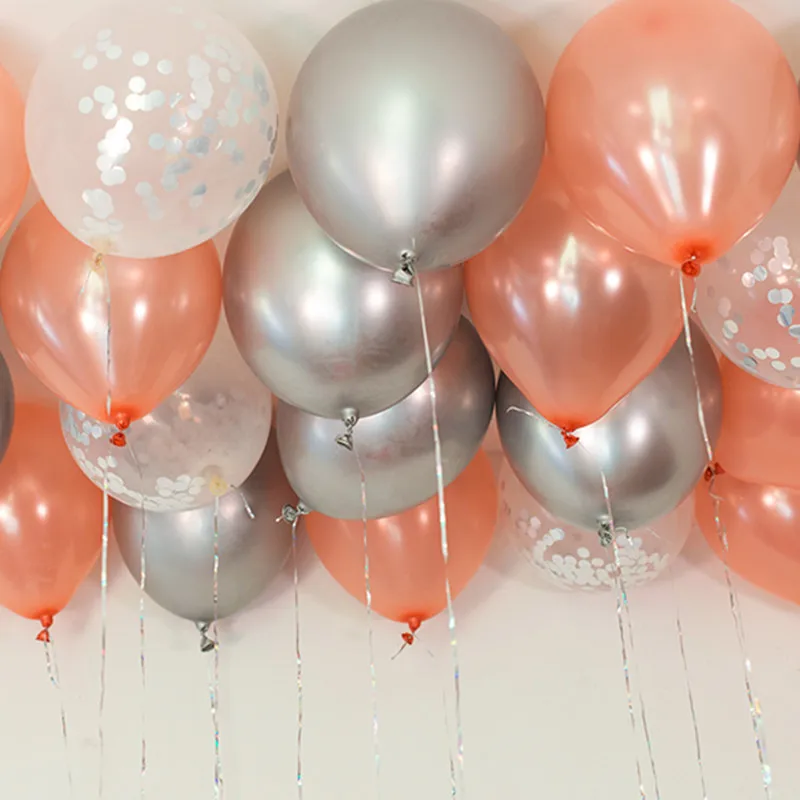 10 шт. прозрачные серебряные латексные шары конфетти розовое золото 12 дюймов