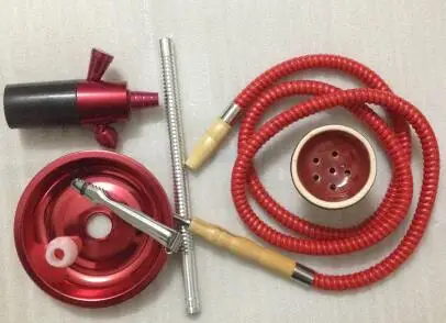 red Алюминиевый арт кальян Шахта кальяна набор трубка для курения кальяна костюм для большинства бутылок включает в себя зажим и чашу и шланг трубки - Цвет: red