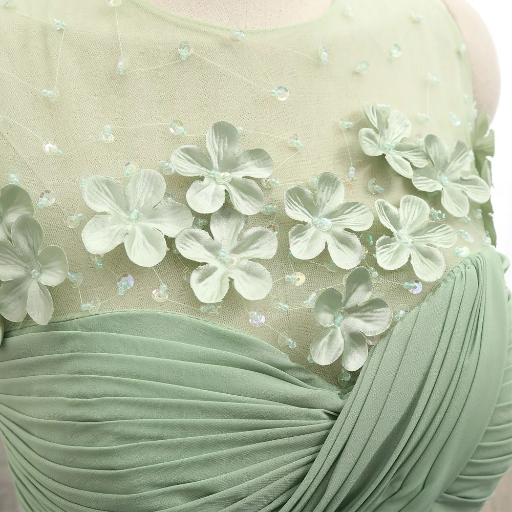 

Mint Green Prom Dresses Mermaid Chiffon Flowers Elegant Long Prom Gown Evening Dresses Evening Gown