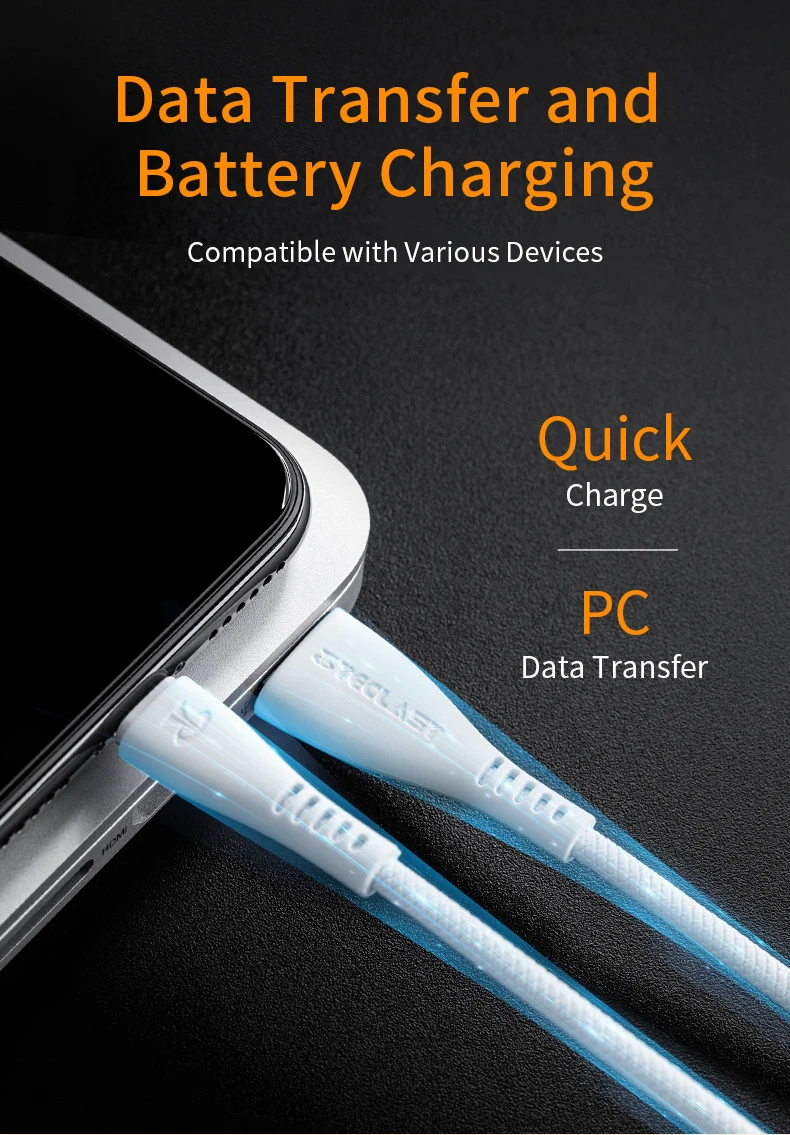 Teclast T10 usb type-C кабель для samsung S9 S8 гибкий прочный кабель для синхронизации данных и быстрой зарядки кабель для освещения для iphone