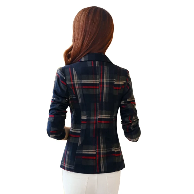 

Fashion Blazer Women Plaid Blazer Office Lady Slim Blazers Elegant Slim Jackets Girl Office Coat