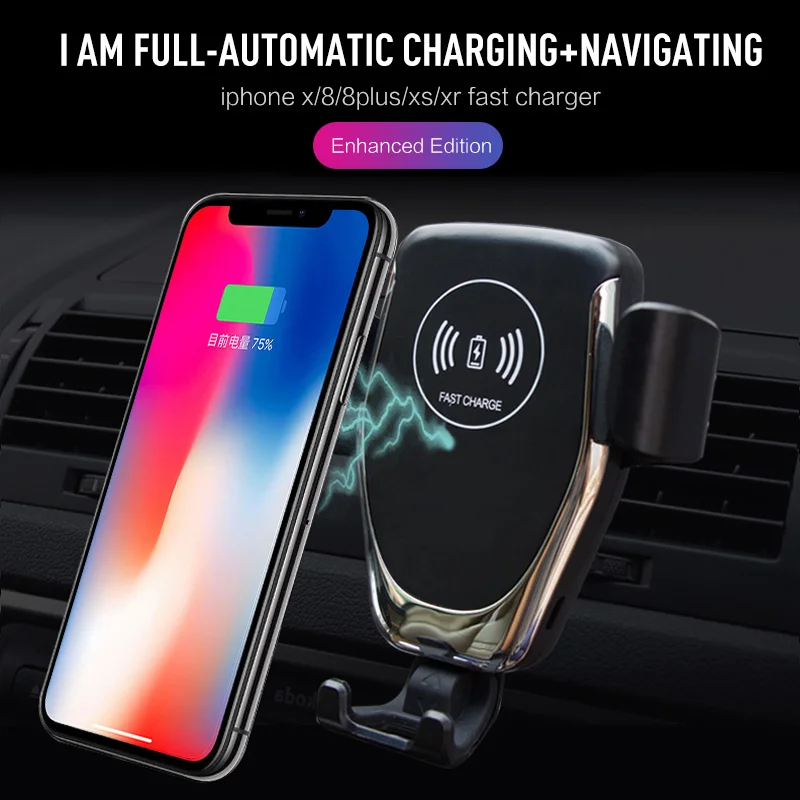 Беспроводное зарядное устройство 10 Вт для iPhone XS Max X XR 8 Plus автомобильное крепление