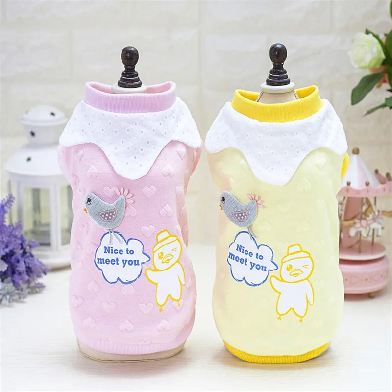 

Pet Dog Clothes Peach Heart Bird Outfit Clothes For Small Dogs Autumn Winter Coat Jacket Chihuahua Clothing Dog Supplies