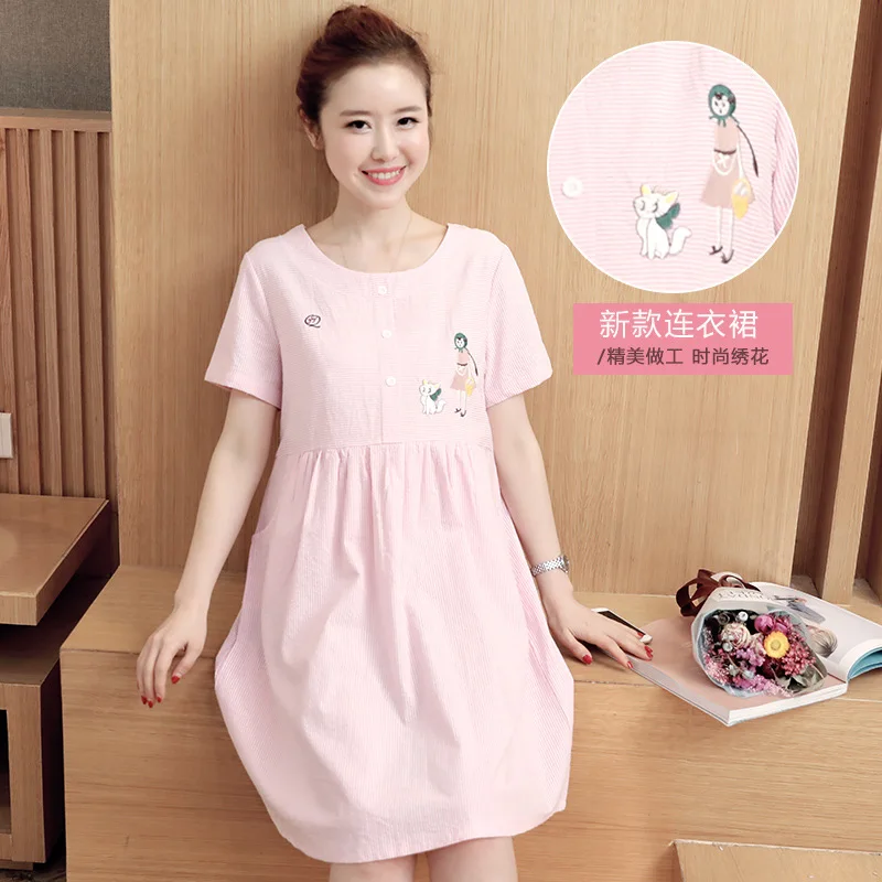 

White Maternity Dress Spring Summer Dresses for Pregnant Women Flower Printed Maternity Clothing Plus Size Pregnancy Clothes