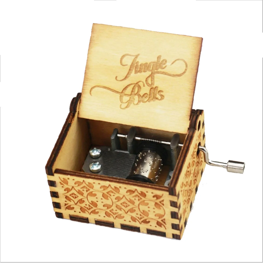 Оптовая продажа ручной коленчатый деревянная музыкальная шкатулка и надписью Let