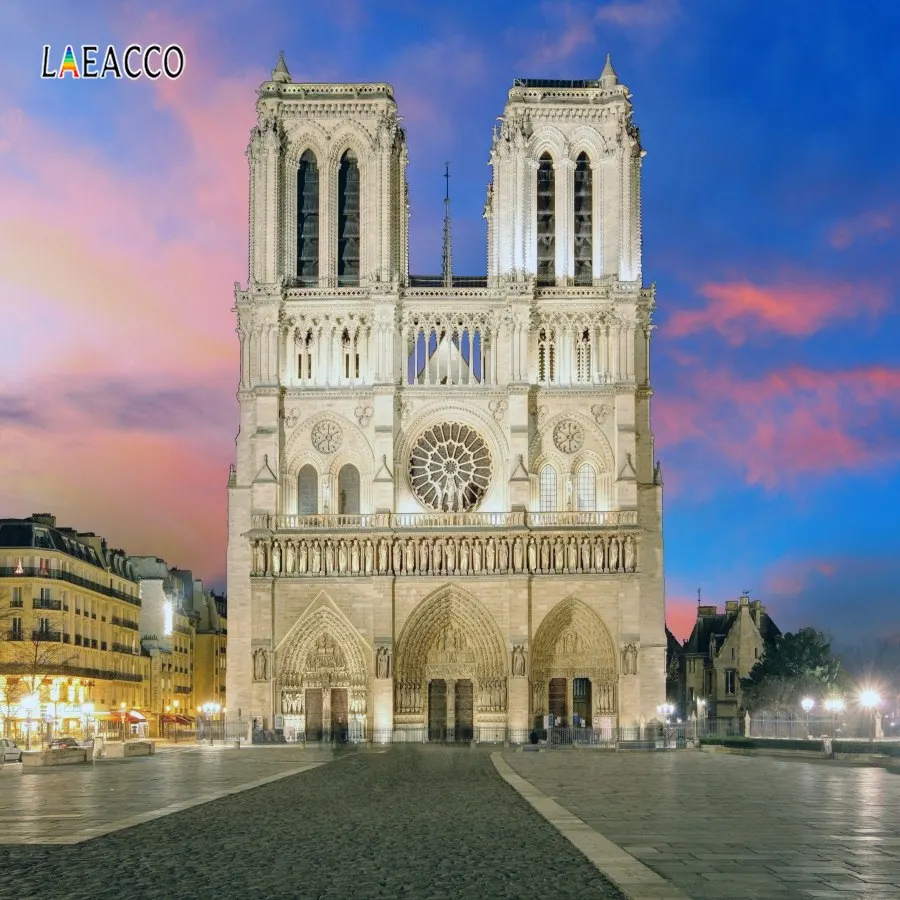 Laeacco Фото фоны Notre Dame De Paris Town Resorts Живописный фон для фотосъемки Студийная
