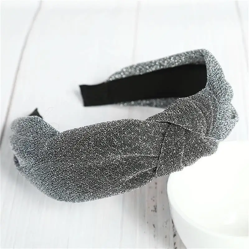 grey AWAYTR, Женская лента для волос, узел, пластиковые обручи, со светоотражающим сияющим полотном, повседневные аксессуары для волос для женщин, обруч для волос - Цвет: grey