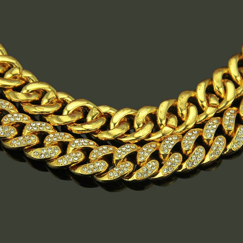 Iced Out, полностью Стразы, кантри, кубинская цепочка, ожерелье, золото, проложили CZ, шикарное ожерелье s для мужчин, хип-хоп ювелирное изделие
