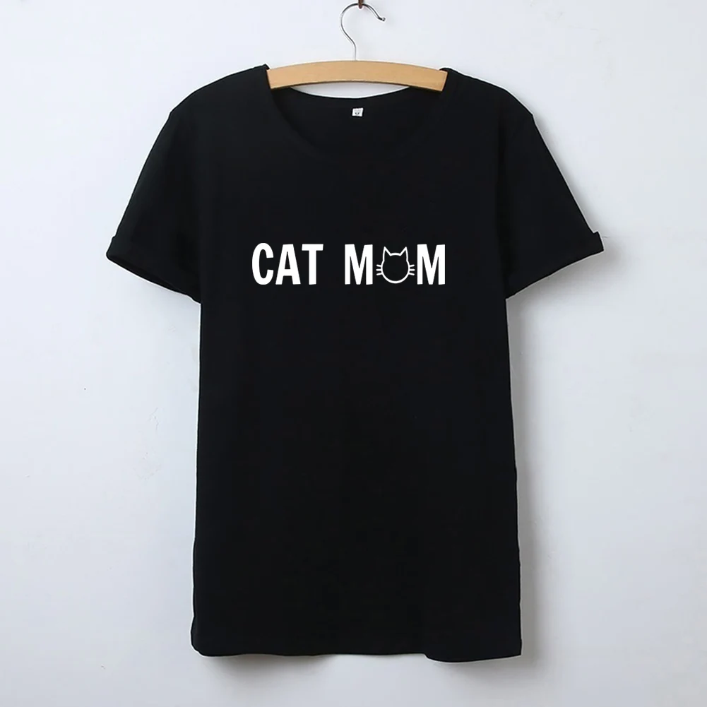 Милая кошка мама женская футболка с коротким рукавом О-образным вырезом из