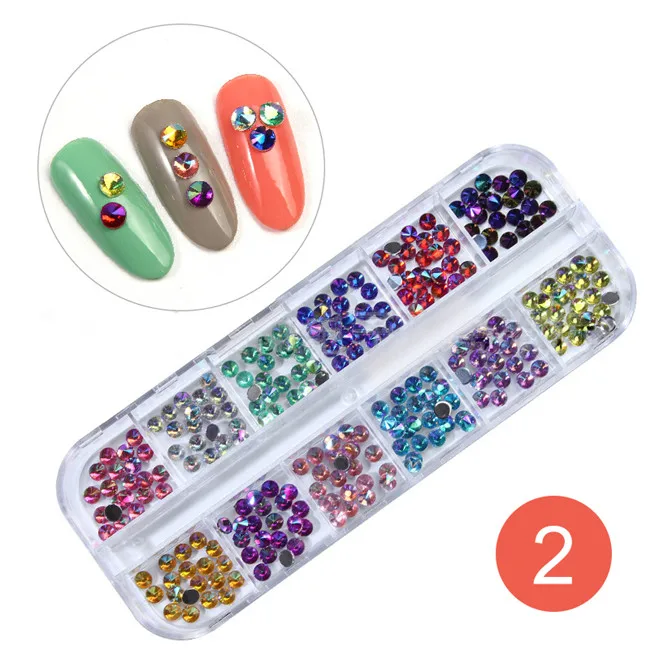 2 Multi-size Nail Rhinestones 3D Crystal AB Clear Nail Stones Gems Pearl DIY Nail Art Decorations Gold Silver Rivet Rhinestone - Цвет: 2