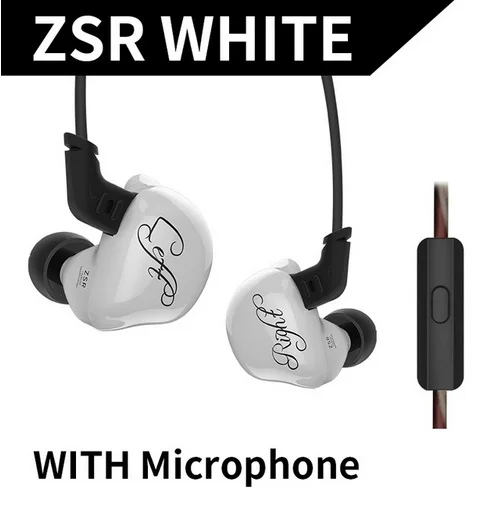 AK KZ ZSR 2BA+ DD наушники в ухо арматура с динамической гибридной гарнитурой HIFI бас шумоподавления наушники с замененным кабелем ZST - Цвет: white with mic