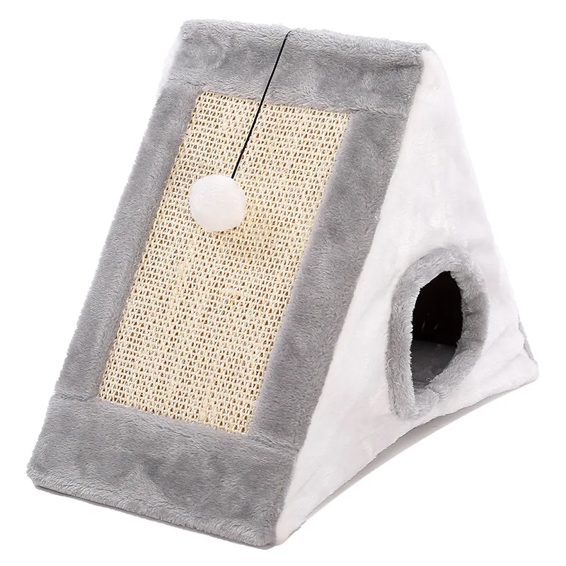 Collapsible Pet Cat House Warm Soft Bed Cute Sandwich Shape Cave Furniture with Scratch Board For Cats | Дом и сад