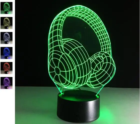 3D Электрогитары нота Saxphone фортепиано Органы лампы 7 Красочные USB Настольный младенца спать ночью свет с сенсорным дистанционного Управление - Испускаемый цвет: Earphone Lamp