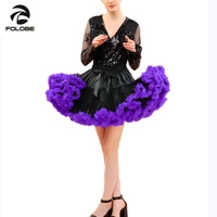folobe 40cm 2 layers tulle skirt adult tutu skirts ball gown party dance skirts womens mini lolita petticoat underskirt tt004