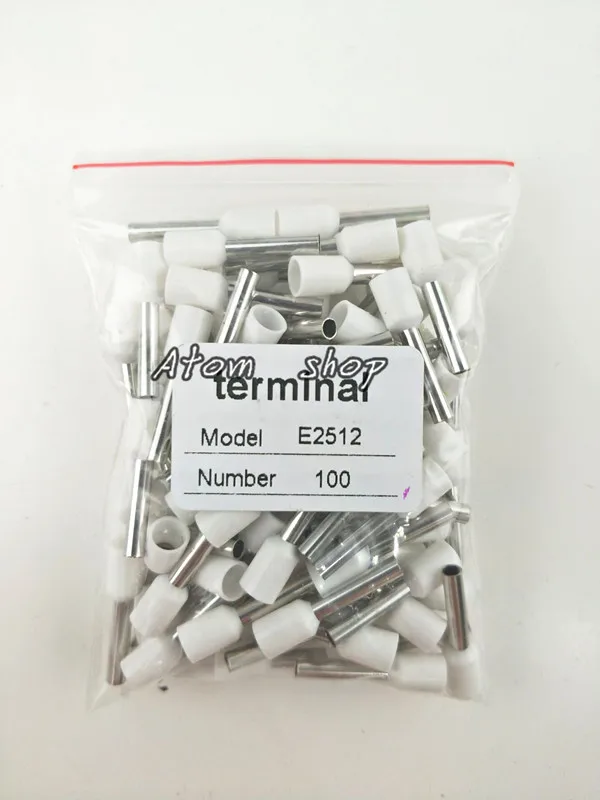 100 шт. E2512 14 AWG 2.5mm2 изолированный конец шнура клеммный блок провода наконечники