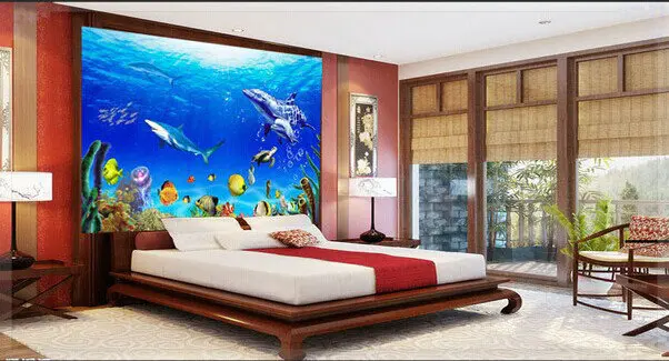 Quality imported green waterproof mildew nonwovens underwater world HDTVs background wallpaper 2015 3d board wall|wallpaper base|wallpaper
