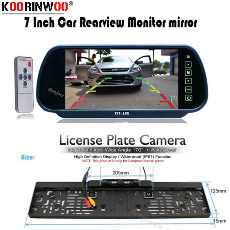 Koorinwoo HD 7 &quotLCD Автомобильный зеркальный монитор парковки DVD/VCD/GPS/ТВ экран