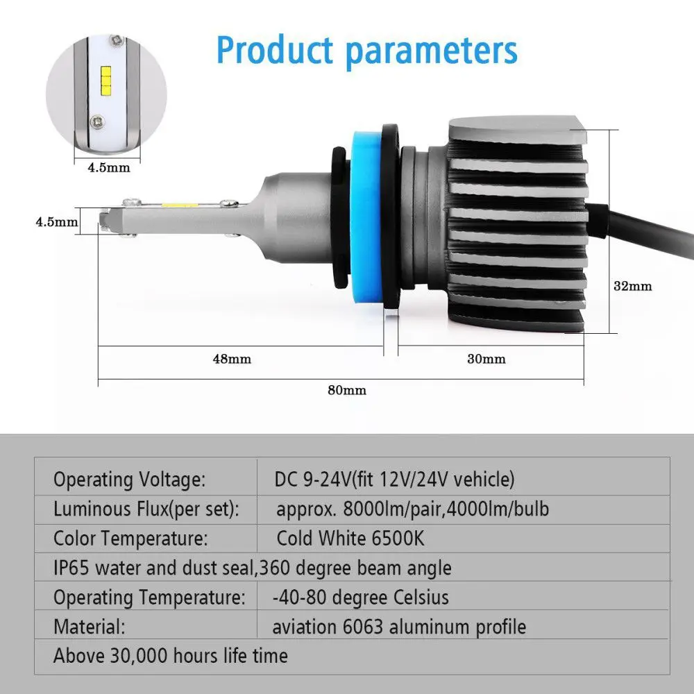 Mdatt H4 Hi Lo Beam H7 H11 9005 9006 светодиодные лампы для автомобильных фар 50 Вт 8000lm CSP чипы 12В