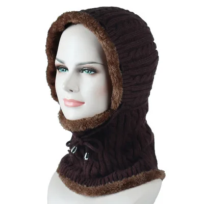 Seioum зимняя вязаная шапка бини мужской шарф Skullies Beanies Зимние шапки для мужчин и женщин шапки Gorras Bonnet маска брендовые шапки - Цвет: Brown