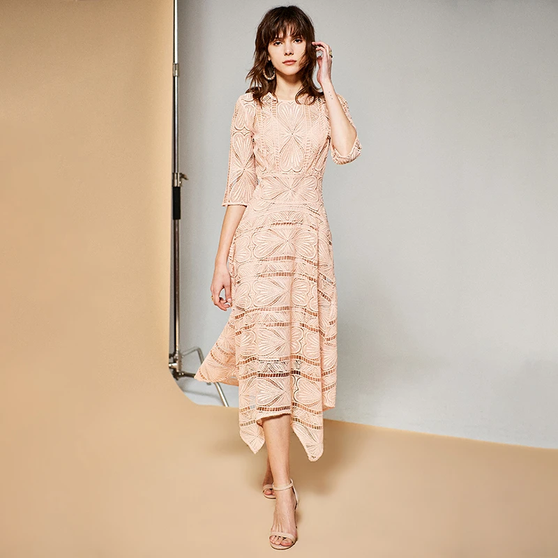 2019 летнее высококачественное платье для подиума женское элегантное кружевное