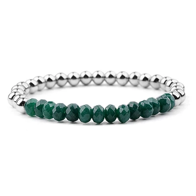 16 Dark Green BOJIU, 25 цветов, натуральный кварцевый камень, серебро, гематит, бусины, браслеты для женщин, трендовые, эластичные, ручной работы, женский браслет, ювелирное изделие, BC279 - Окраска металла: 16 Dark Green
