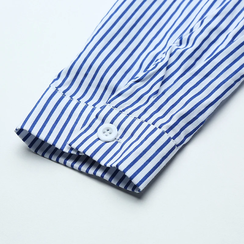 Romacci женское Полосатое мини платье летнее с длинным рукавом и пуговицами спереди