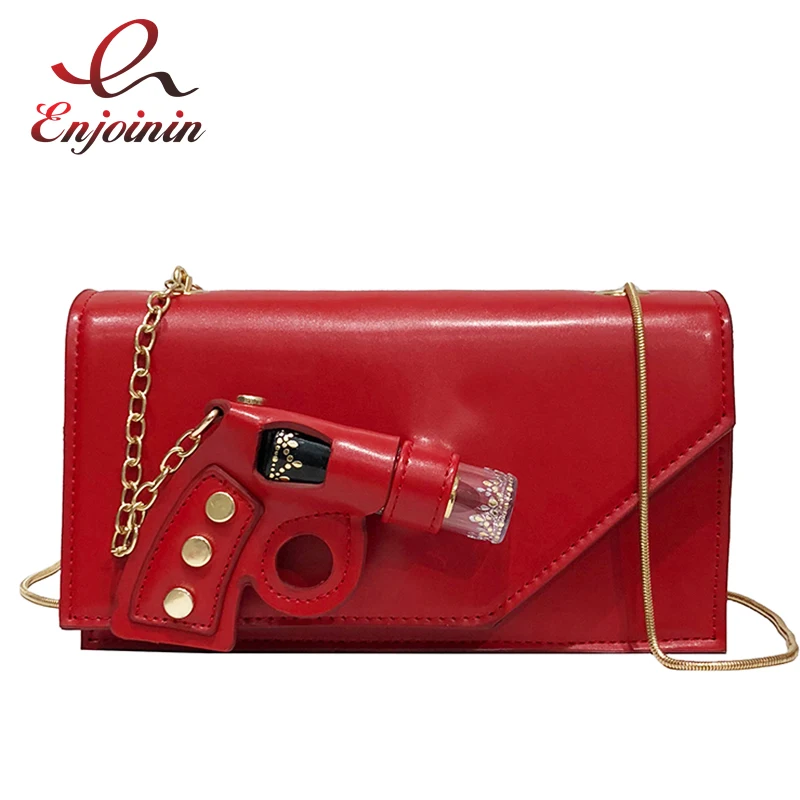 Мода пистолет украшения из искусственной кожи Модная женская сумка с цепочкой