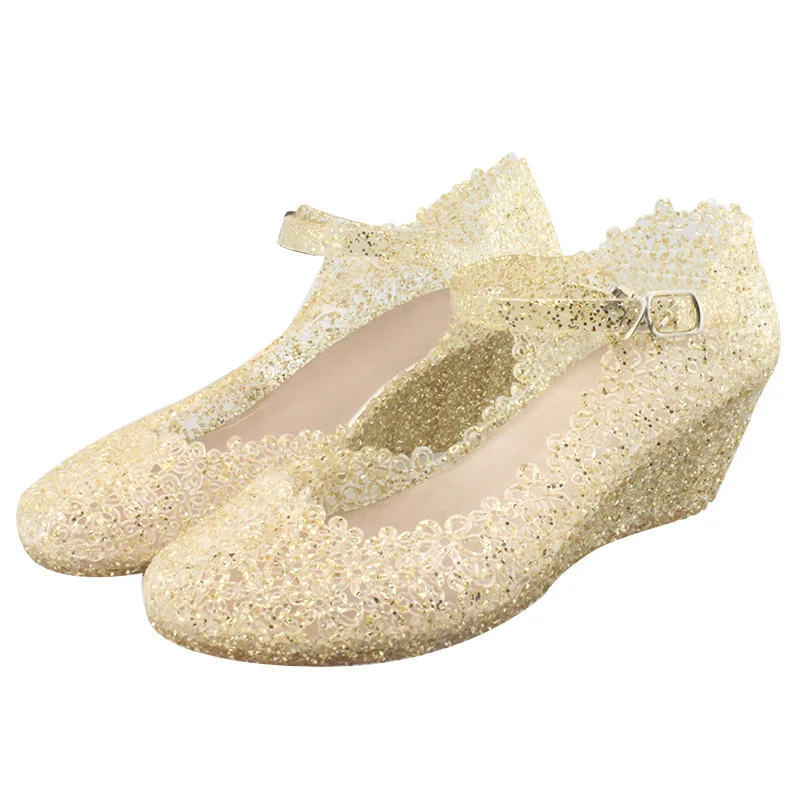 Модные женские сандалии с каблуком из пластика; летние пляжные сандалии; Sandalias Mujer