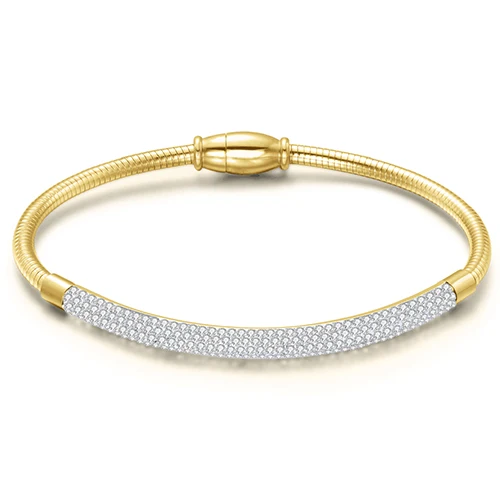 Gold Snake Дропшиппинг, модный хрустальный магнитный браслет для женщин, браслет из нержавеющей стали, браслеты из золота/розового золота/серебра, ювелирные изделия - Окраска металла: Gold Snake