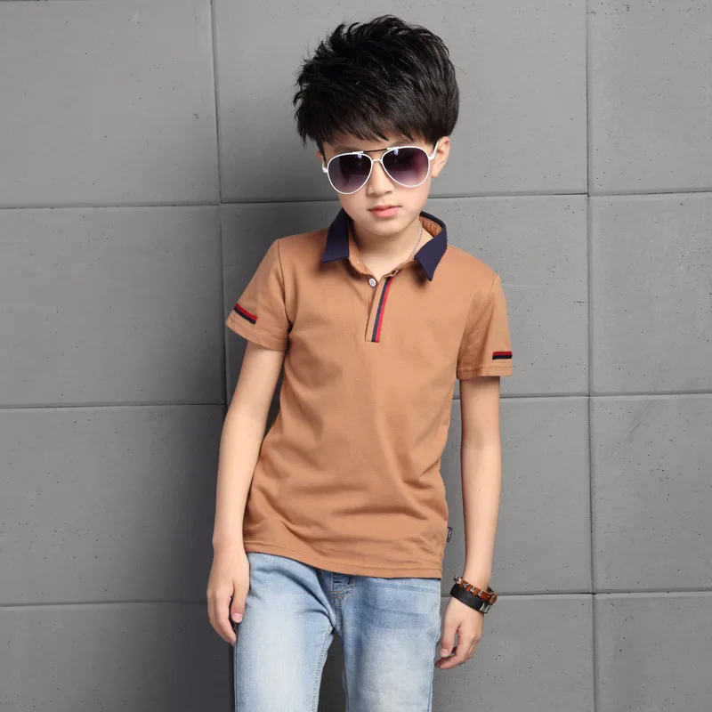Большой Обувь для мальчиков Мужские Поло рубашка дети хлопковые рубашки детская