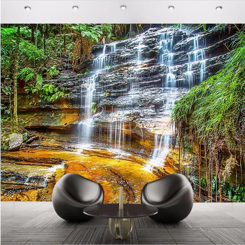 

beibehang paper home decor TV background Natural Tree Falls View Hotel Adhesive bathroom large wallpaper art mural murals-3d
