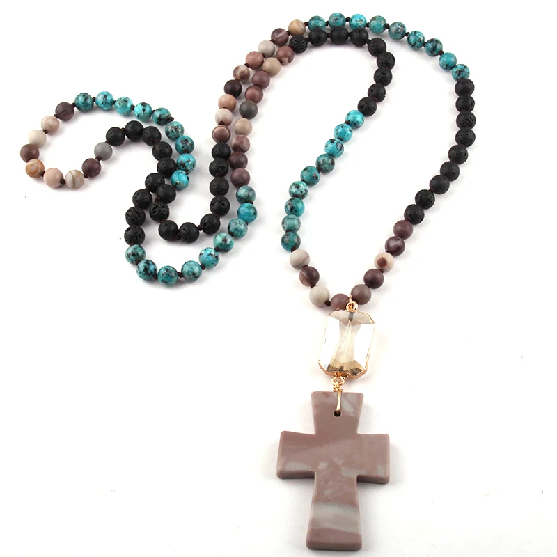 Модные ювелирные изделия 108 бусины Мульти камень узлом кристалл ссылка каменный