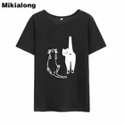 Футболка Mikialong с рисунком мультяшного кота, женская футболка 2018 Kawaii Ulzzang, Женский хлопковый топ с коротким рукавом
