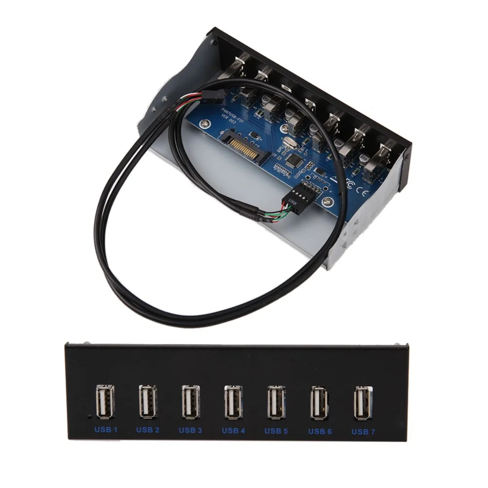 7 портов s USB 2 0 Hub порт кабельный концентратор для 5 25 дюйма CD ROM Drive Bay Передняя