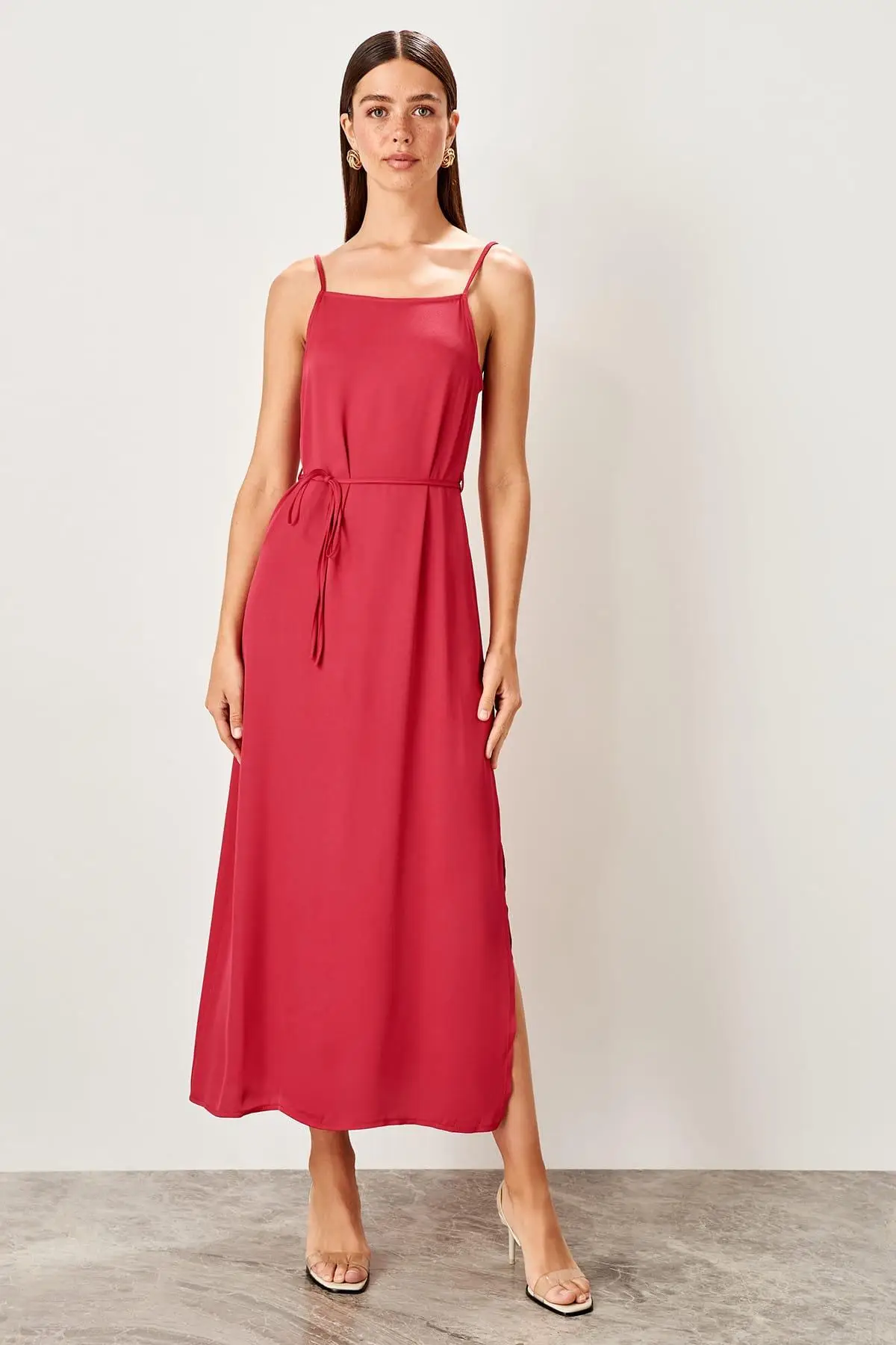 Trendyol Fuchsia Askılı Lacing Detail Dress TWOSS19XM0303 | Женская одежда