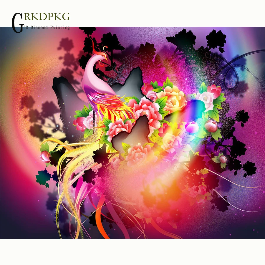 

GRKDPKJ 5d diy diamond painting Phoenix painting Diamond embroidery accessories pictures of rhinestones Full square diamond pain