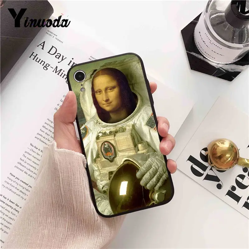 Yinuoda Забавный чехол для телефона Leonardo da Vinci Mona Lisa Pat Cat Art iPhone 8 7 6 6S 6Plus X XS MAX 5 5S SE XR 10 11