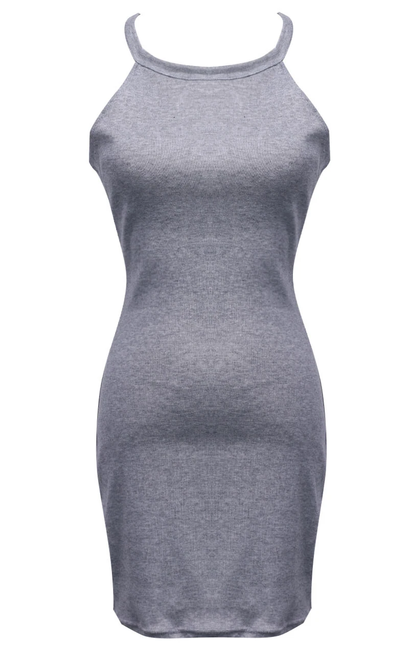 Женское Бандажное облегающее платье Vestidos, сексуальное платье с бретелькой через шею, вечернее сексуальное платье для вечеринки, облегающее мини-платье без рукавов, Однотонный сарафан