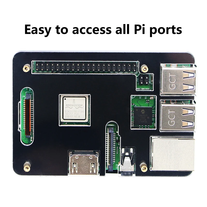 Raspberry Pi 3 B Plus акриловый чехол черный прозрачный корпус корпуса с алюминиевой