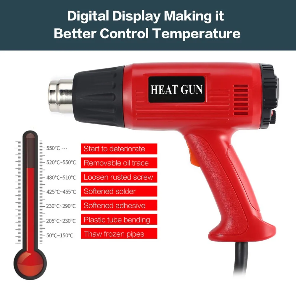 987 2000 Вт ЖК дисплей терморегулятор тепловой пистолет горячего воздуха
