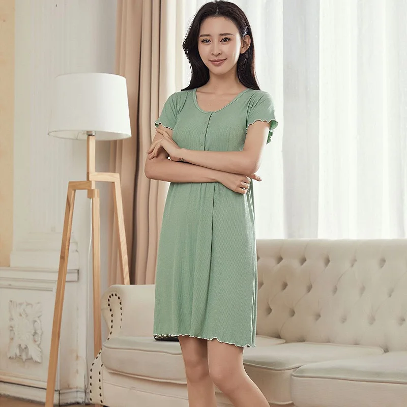 Summer Pregnancy Nursing Pajamas Cotton Maternity Nightgown Soft Pregnant Nursing Sleepwear Maternity Nightwear Pregnant Robe