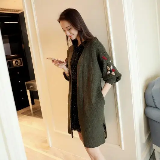 Fdfklak Autumn Winter Sweater for Women Elegant Print Ladies Cardigan Long Knitted Sweaters Womens ponchos 6 Colors |