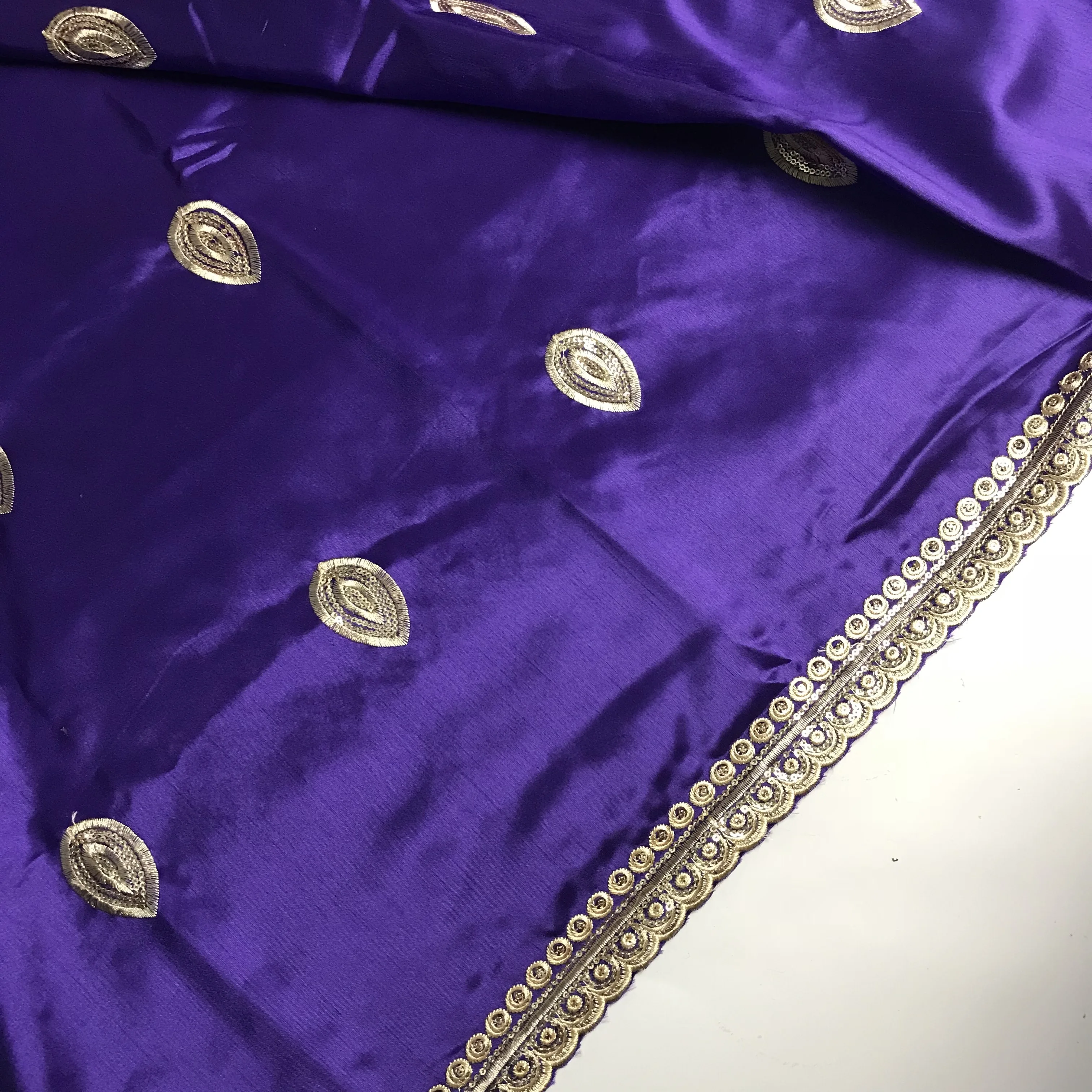 5 Yards Purple Raw Silk George Fabric African Lace Sequins Paillette Nigerian Style Party Wedding Clothes Sewing KRL-91682 | Дом и сад
