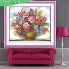 QIANZEHUI, рукоделие, DIY розовая роза вышивка крестиком, 3D печать Точная Роза Ваза для вышивки наборы вышивки крестиком