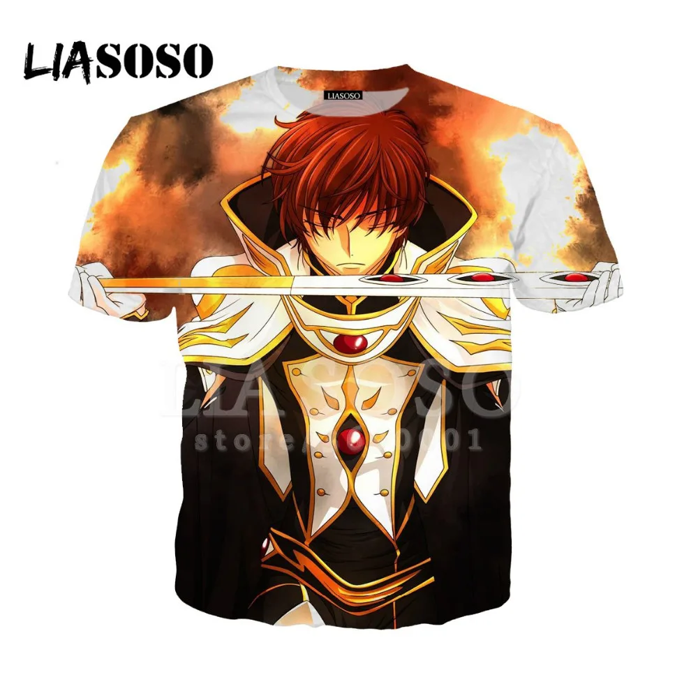LIASOSO 3D принт Для женщин Для мужчин Code Geass Lelouch Восстания футболка Летняя футболка в стиле «хип-хоп» пуловер с короткими рукавами X1104