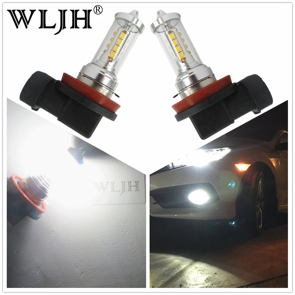 WLJH 2x Авто H8 светодиодный H9 H11 туман светильник вождения DRL ближнего света головной