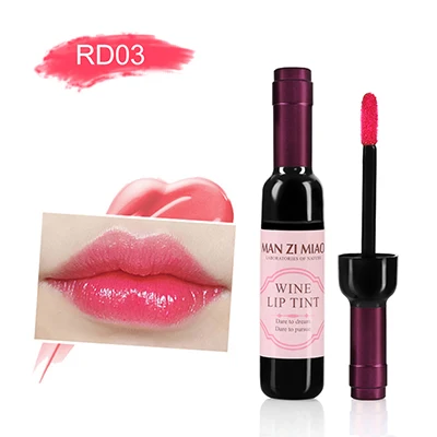 RD03 6 Colors Available Sexy Waterproof Wine Bottle Shaped Lipstick Lip Tint Long Lasting Liquid Lip Gloss Cosmetic Makeup Tools Gift - Цвет: RD03
