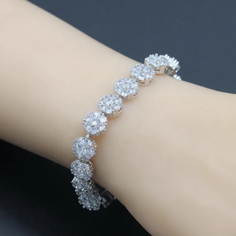 

Exquisite White Cubic Zirconia Silver Color Jewelry Sets For Women Wedding Necklace Drop Earrings Bracelet Ring Free Gift Box